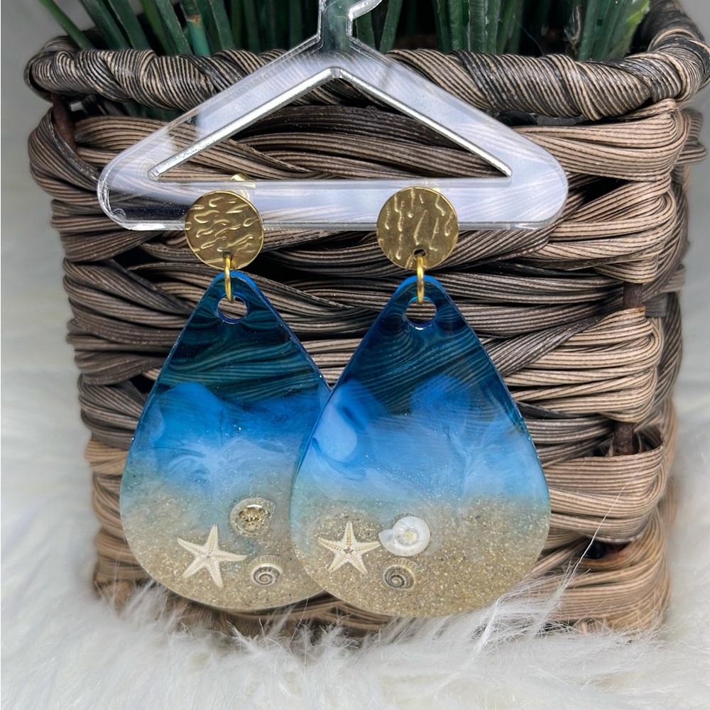 Resin ocean earrings